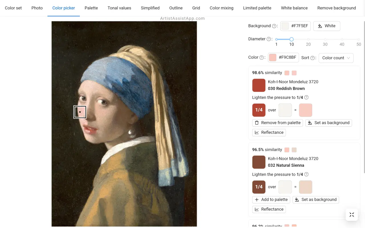 Accurately mixing any color from a photo using ArtistAssistApp