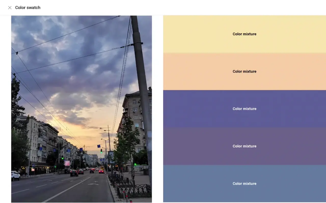 The color swatch palette mode in ArtistAssistApp