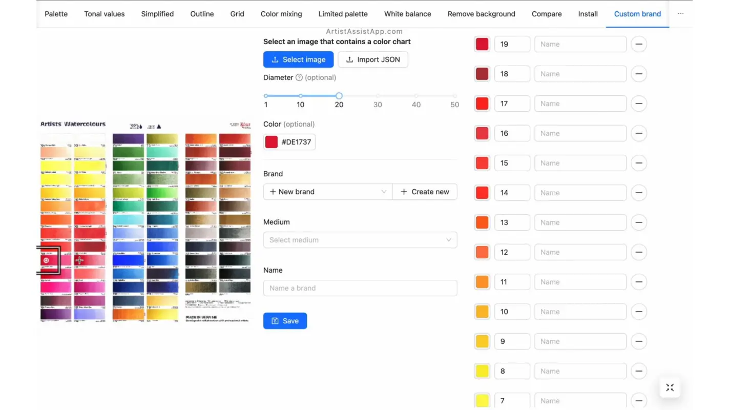 Adding a custom color brand in ArtistAssistApp