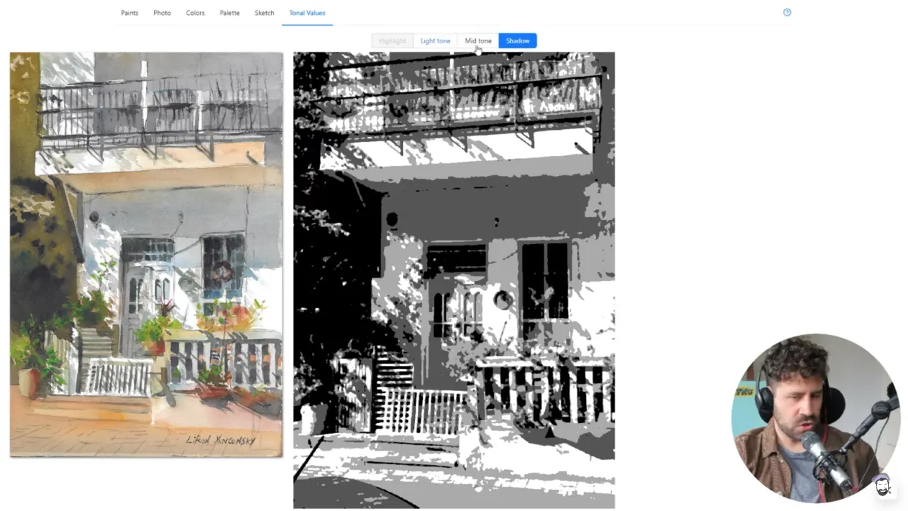 Tonal value study (shadow) in ArtistAssistApp